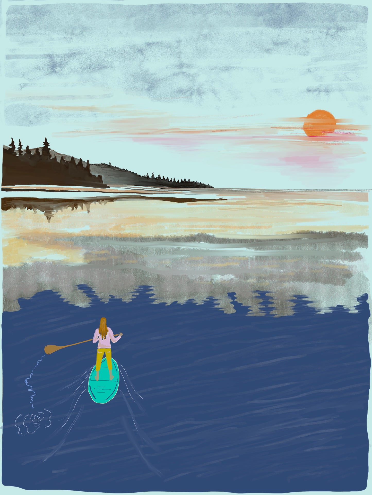Sunset Stand Up Paddle boarder