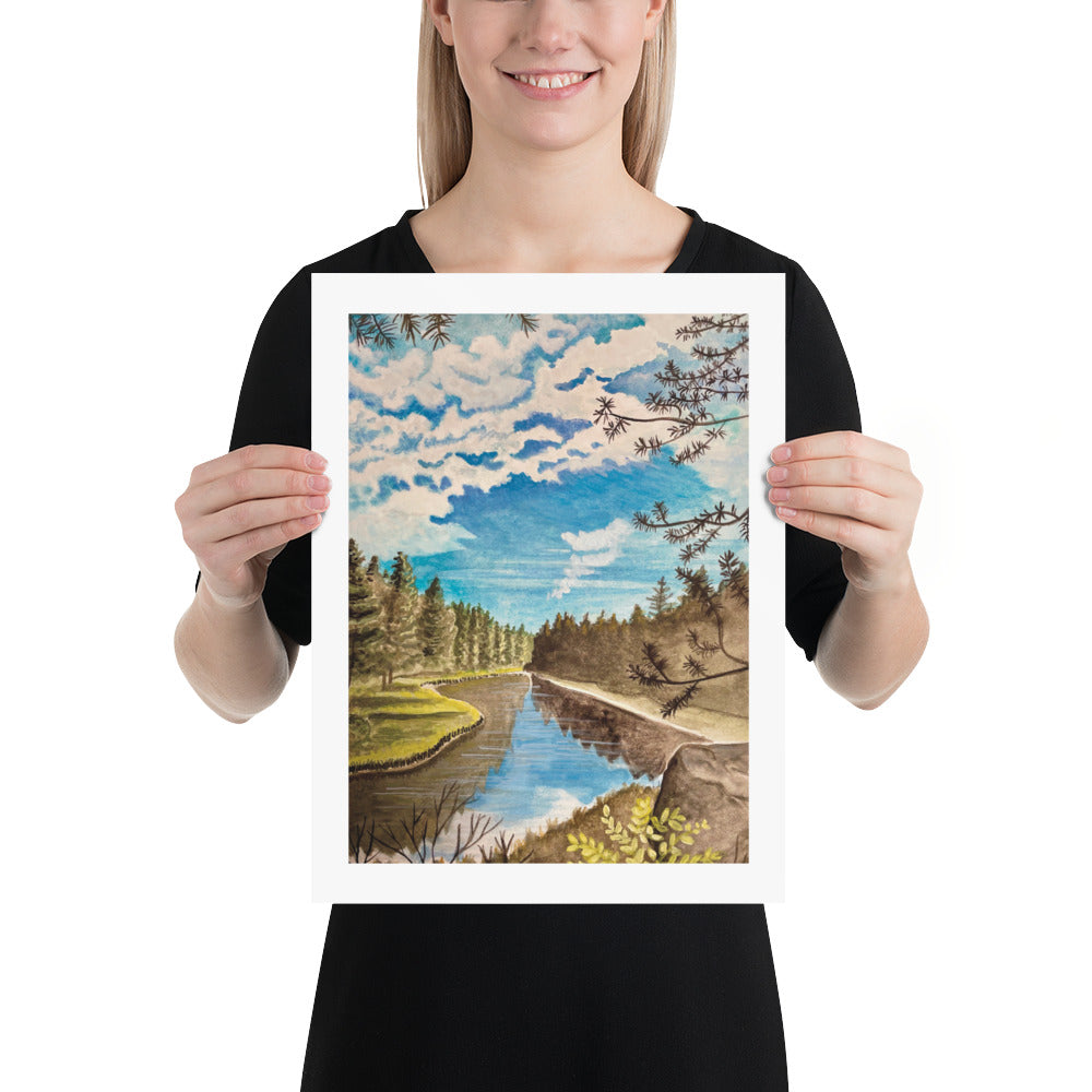Deschutes River and Forest Landscape Print