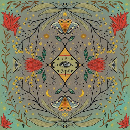 Ancient Eye Floral Motif Pattern Art Print