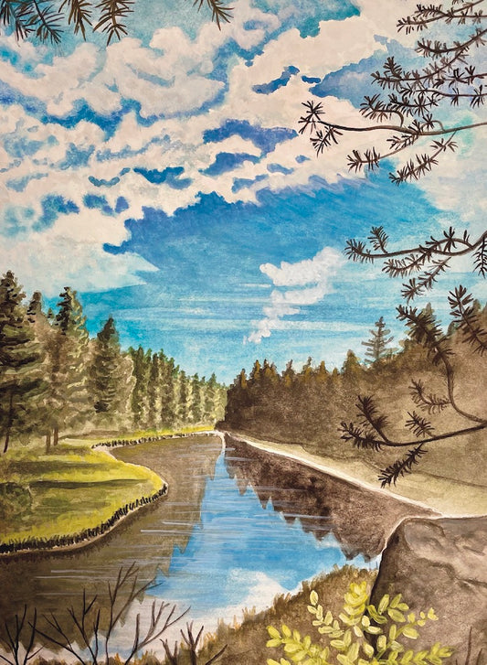 Deschutes River and Forest Landscape Print