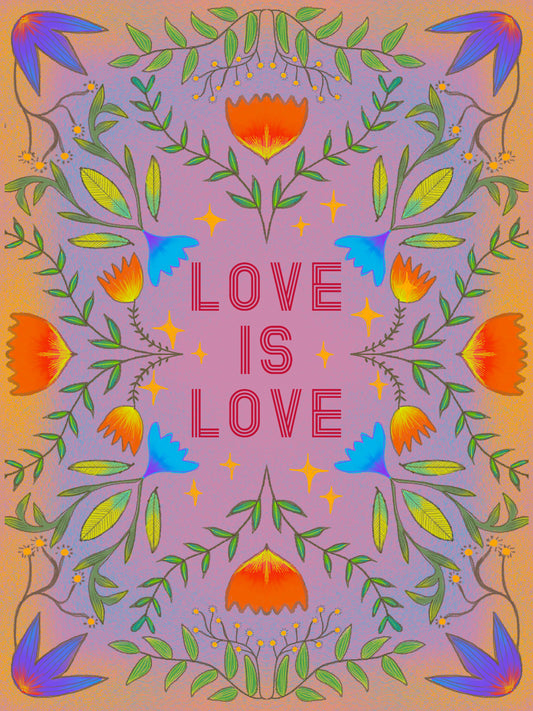 Love is Love Flower Motif Art Print