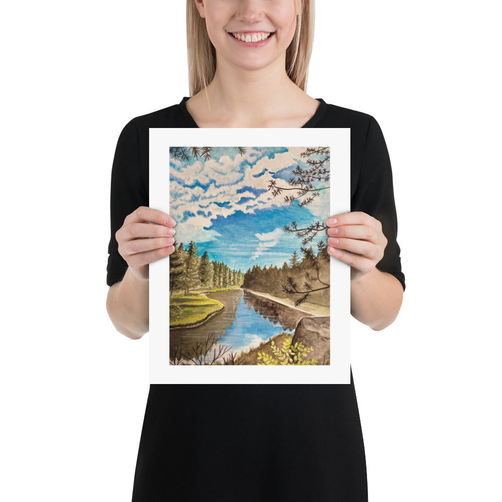 Deschutes River and Forest Landscape Print