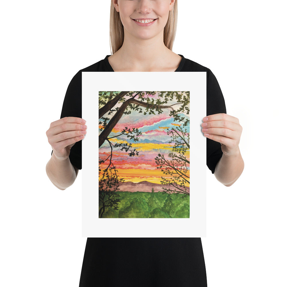 Vibrant Valley Sunset Painting